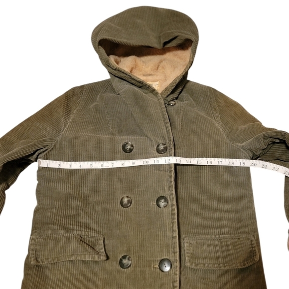 Vintage Burlington Mark V Corduroy Hooded Pea Coat Alpaca Warm Buttons Pockets - Picture 6 of 9
